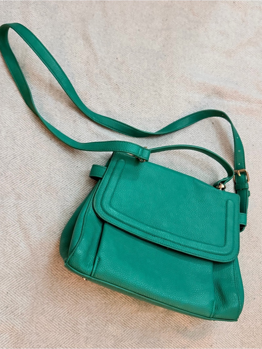A new day Jade Green Flap Crossbody Satchel Medium Detachable Strap Magnetic